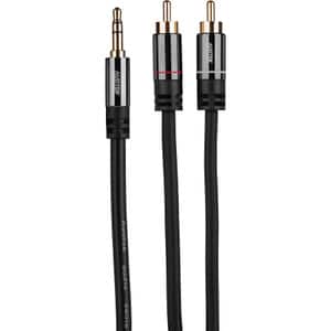 Main product image for Audtek Y35SM-3 3 ft. Premium 2 RCA Male to 1 Slim 3.5mm Stereo Male Y Adapter Cable181-973